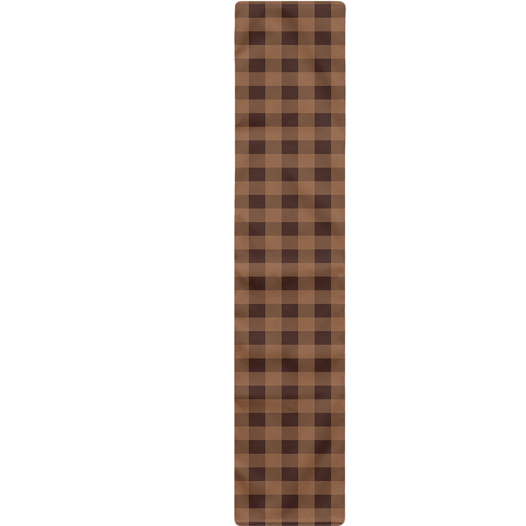 Dark Brown Check Pattern Print Table Runner