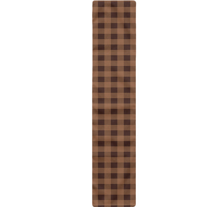 Dark Brown Check Pattern Print Table Runner