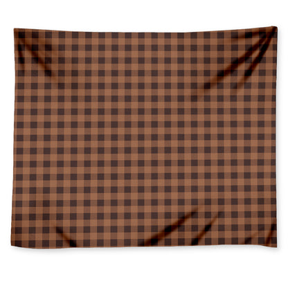 Dark Brown Check Pattern Print Tapestry