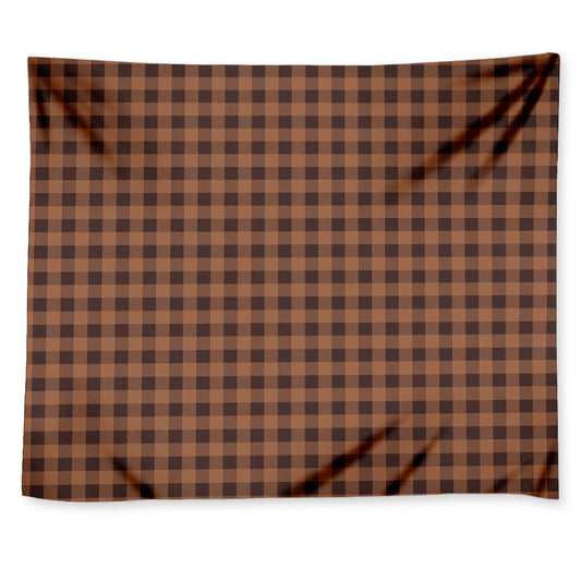 Dark Brown Check Pattern Print Tapestry