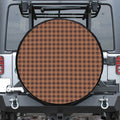 Dark Brown Check Pattern Print Tire Cover