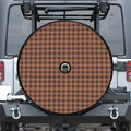 Dark Brown Check Pattern Print Tire Cover With Camera Hole