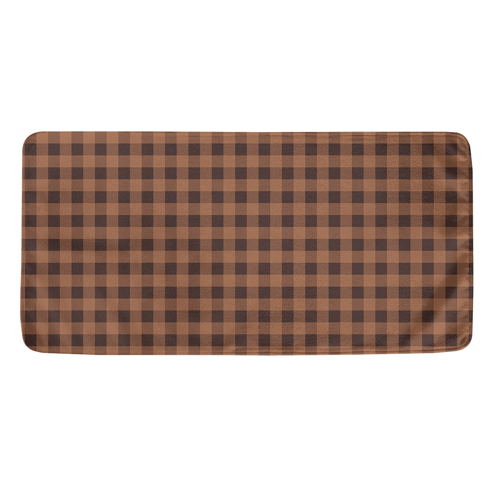 Dark Brown Check Pattern Print Towel