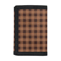 Dark Brown Check Pattern Print Trifold Wallet