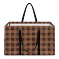 Dark Brown Check Pattern Print Utility Tote Bag