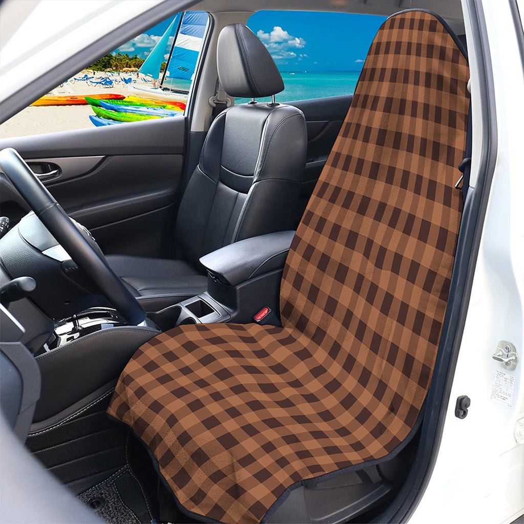 Dark Brown Check Pattern Print Waterproof Car Seat Cover