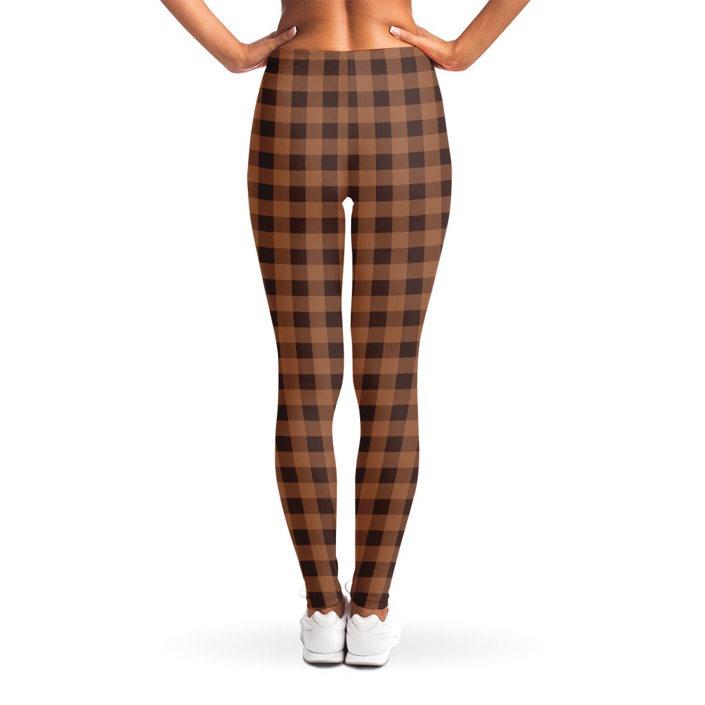 Dark Brown Check Pattern Print Women's Leggings