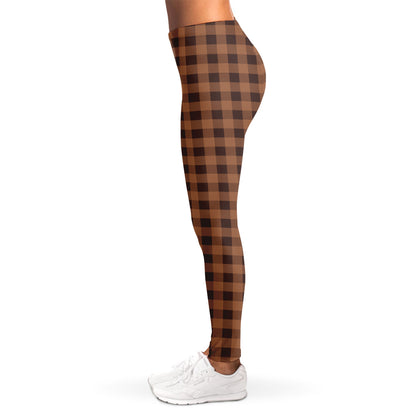 Dark Brown Check Pattern Print Women's Leggings