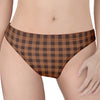 Dark Brown Check Pattern Print Women's Thong