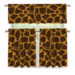 Dark Brown Cow Print 3 Piece Kitchen Curtains