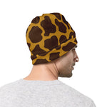 Dark Brown Cow Print Beanie