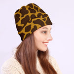 Dark Brown Cow Print Beanie