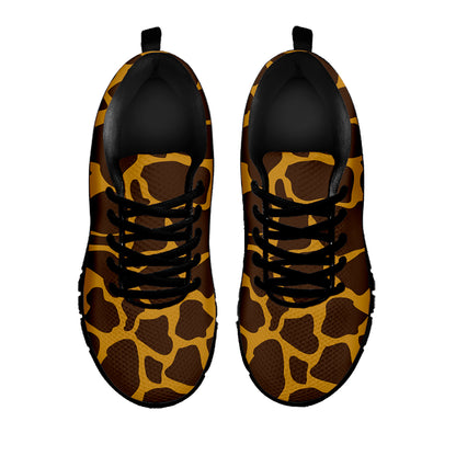 Dark Brown Cow Print Black Running Shoes