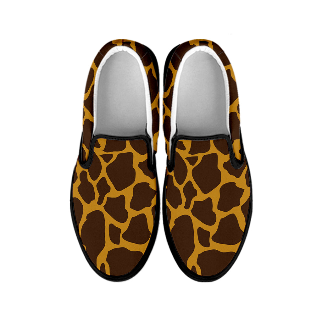 Dark Brown Cow Print Black Slip On Sneakers