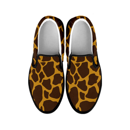Dark Brown Cow Print Black Slip On Sneakers