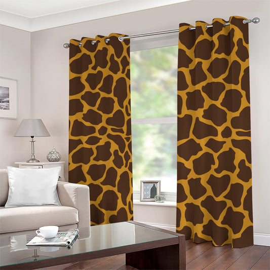 Dark Brown Cow Print Blackout Grommet Curtains