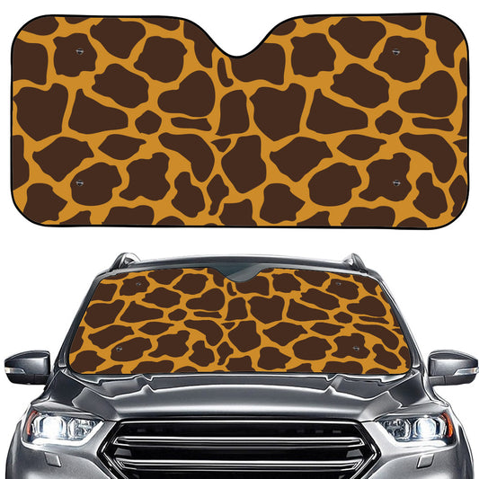 Dark Brown Cow Print Car Windshield Sun Shade