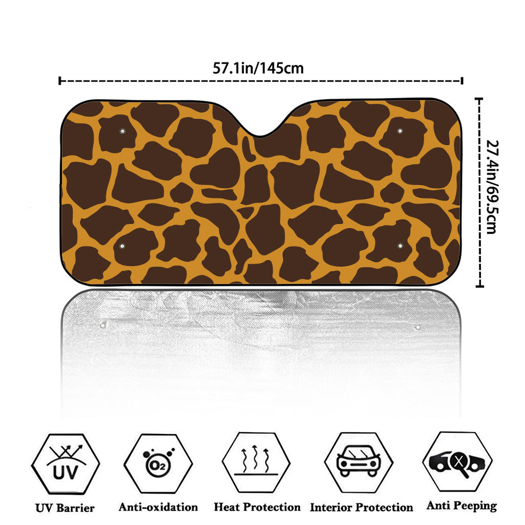 Dark Brown Cow Print Car Windshield Sun Shade