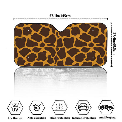 Dark Brown Cow Print Car Windshield Sun Shade
