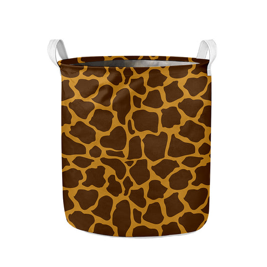 Dark Brown Cow Print Collapsible Laundry Basket