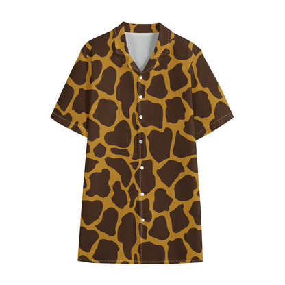 Dark Brown Cow Print Cotton Hawaiian Shirt