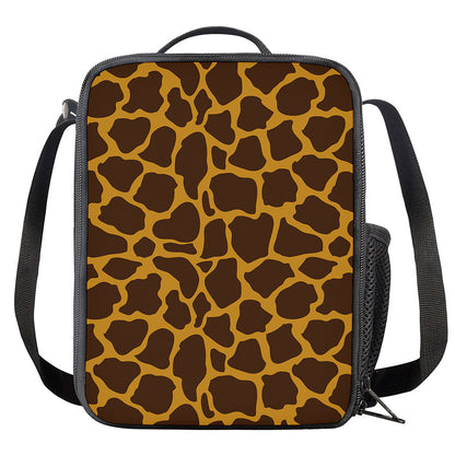 Dark Brown Cow Print Crossbody Lunch Bag