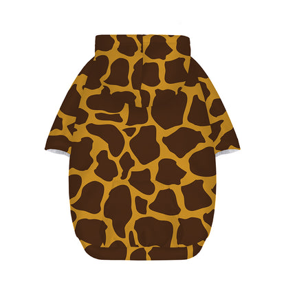 Dark Brown Cow Print Dog Zip Up Hoodie