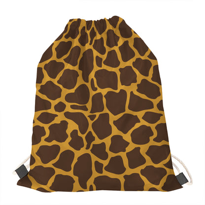 Dark Brown Cow Print Drawstring Bag
