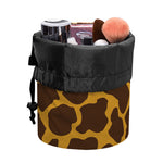 Dark Brown Cow Print Drawstring Makeup Bag