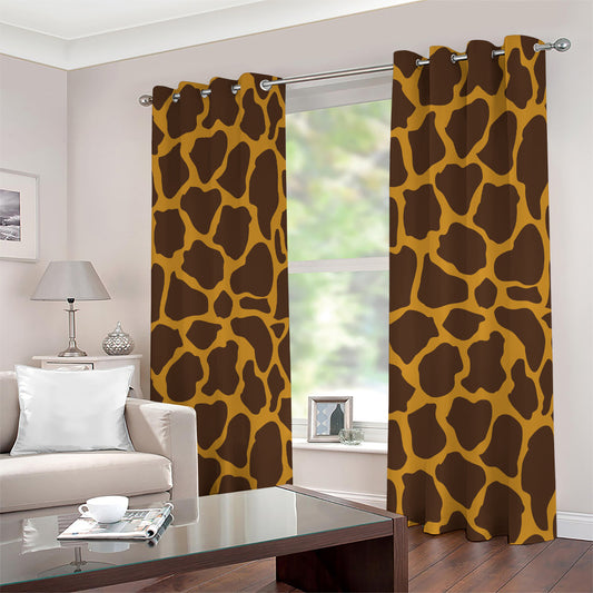 Dark Brown Cow Print Extra Wide Grommet Curtains