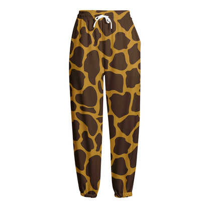 Dark Brown Cow Print Fleece Lined Knit Pants