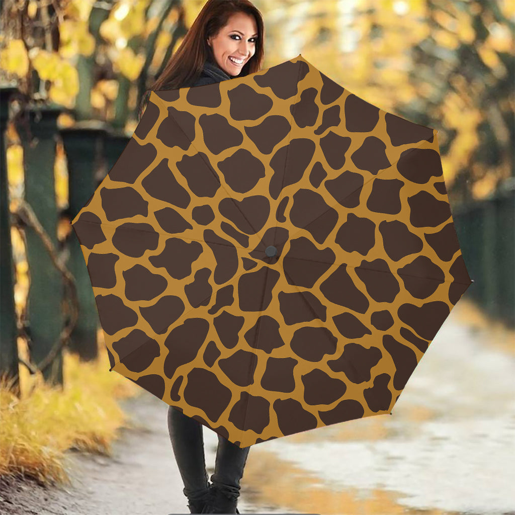 Dark Brown Cow Print Foldable Umbrella