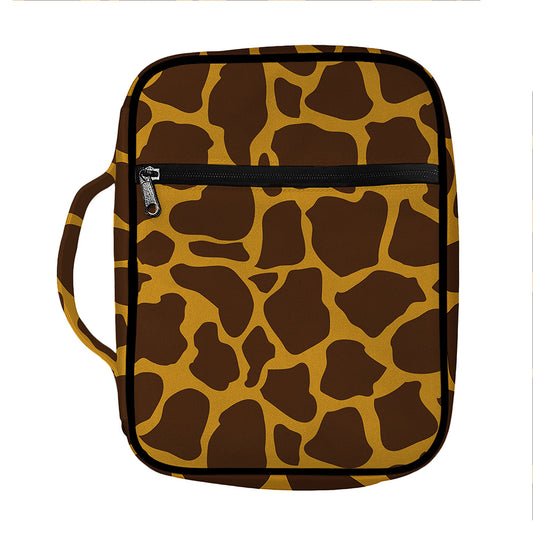 Dark Brown Cow Print Front Pocket Bible Bag