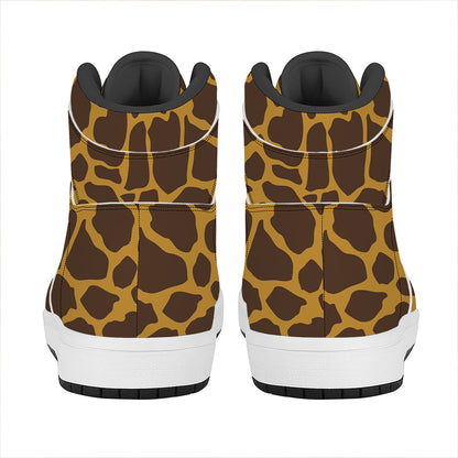 Dark Brown Cow Print High Top Leather Sneakers