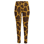 Dark Brown Cow Print High-Waisted Pocket Leggings