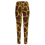 Dark Brown Cow Print High-Waisted Pocket Leggings