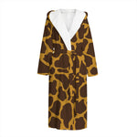 Dark Brown Cow Print Hooded Bathrobe