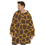 Dark Brown Cow Print Hoodie Blanket