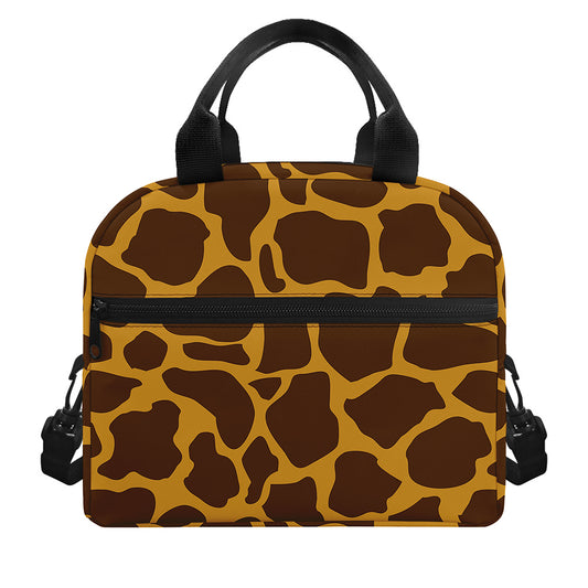 Dark Brown Cow Print Insulated Lunch Bag