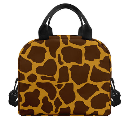 Dark Brown Cow Print Insulated Lunch Bag