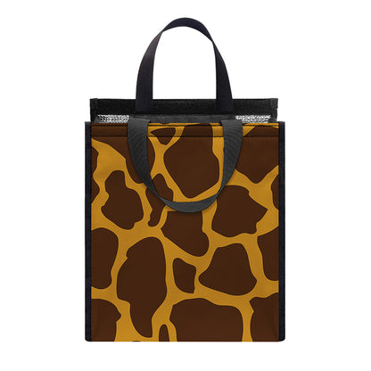 Dark Brown Cow Print Insulated Lunch Tote