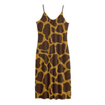 Dark Brown Cow Print Jersey Midi Cami Dress