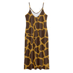 Dark Brown Cow Print Jersey Midi Cami Dress
