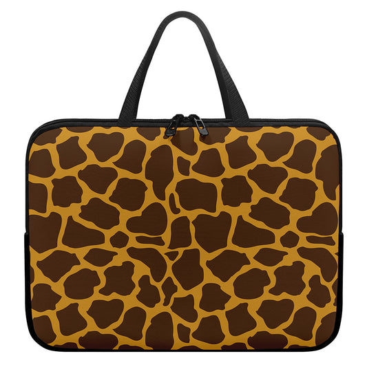 Dark Brown Cow Print Laptop Sleeve With Handle