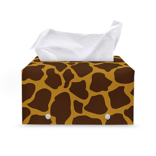Dark Brown Cow Print Leather Tissue Box Cover