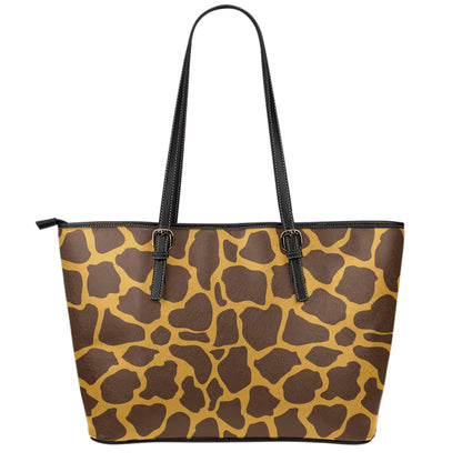 Dark Brown Cow Print Leather Tote Bag