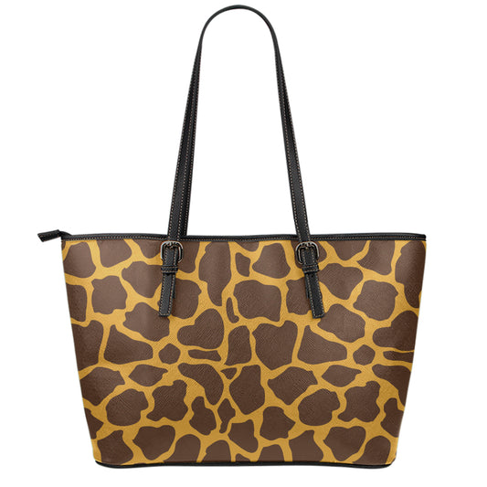 Dark Brown Cow Print Leather Tote Bag