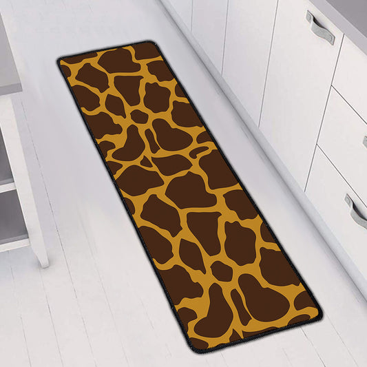 Dark Brown Cow Print Long Kitchen Mat