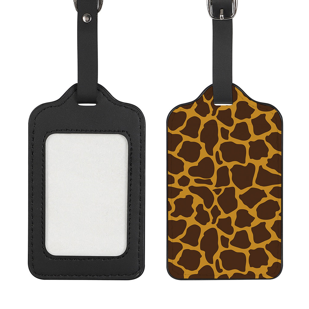 Dark Brown Cow Print Luggage Tag