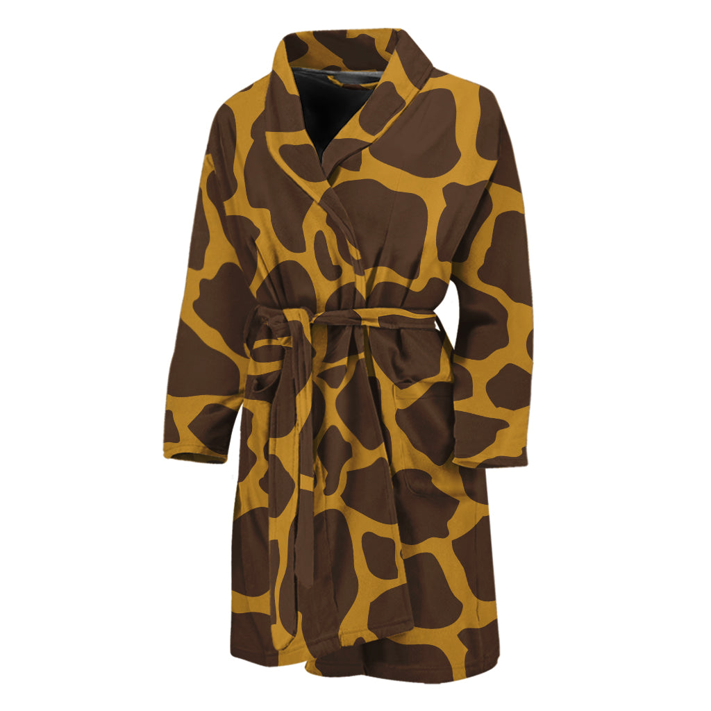 Dark Brown Cow Print Men's Bathrobe